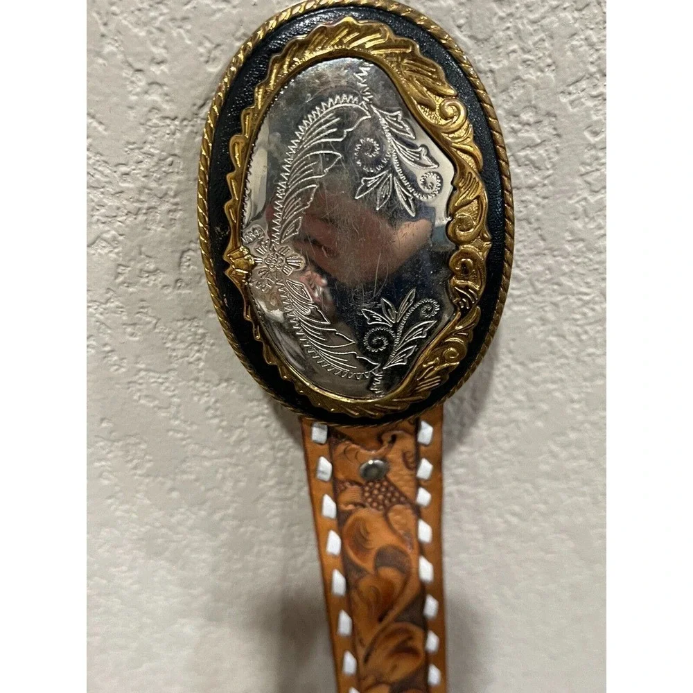 Vintage Sue Brown Leather Taper Cowboy Western Belt‎ - Waist Size 35.5